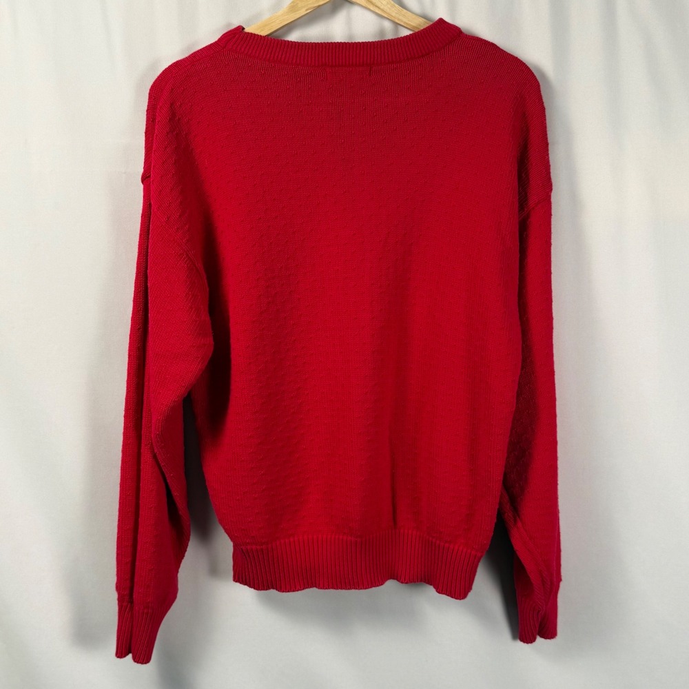 Talbots Red Textured Pointelle‎ Knit Crewneck Sweater Womens Large Vintage 90s - Picture 4 of 5